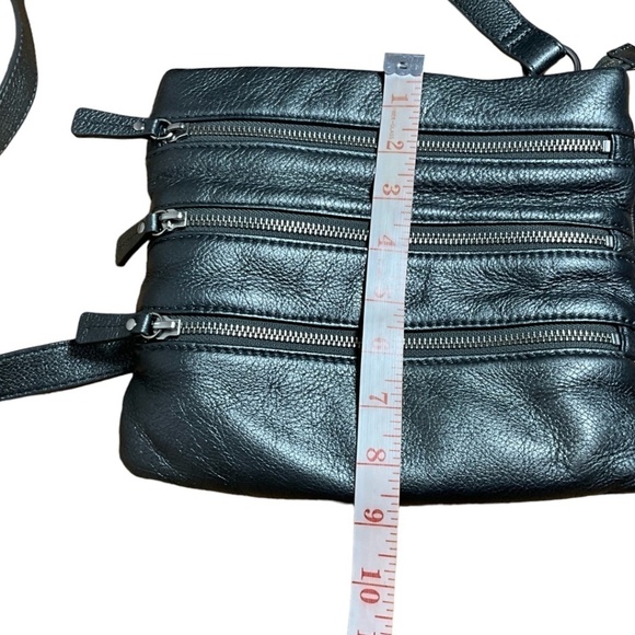 DANIER Grey Genuine Leather Crossbody Multi Zipper Pockets Key Lanyard - Picture 5 of 10